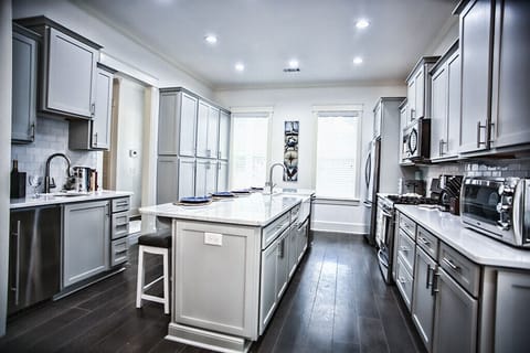 Large open kitchen with island.
