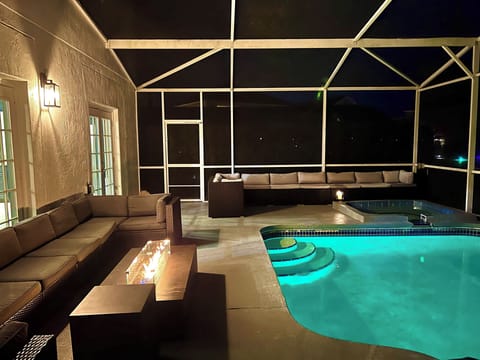 Exclusive Outdoor Oasis - Relax in our private pool with enchanting waterfalls and eclectic lighting. Play basketball with our pool basketball hoop or slide down the water slide. Unwind in the hot tub and enjoy a fine glass of wine by the Fire Pit.
