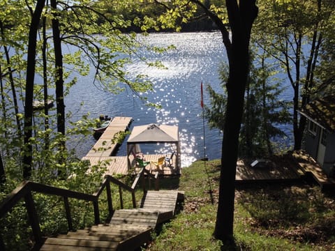 The lakeside dock as seen from the screened in porch looking East. 