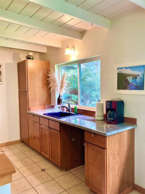 Azul's cobalt blue sink and kitchen windows
