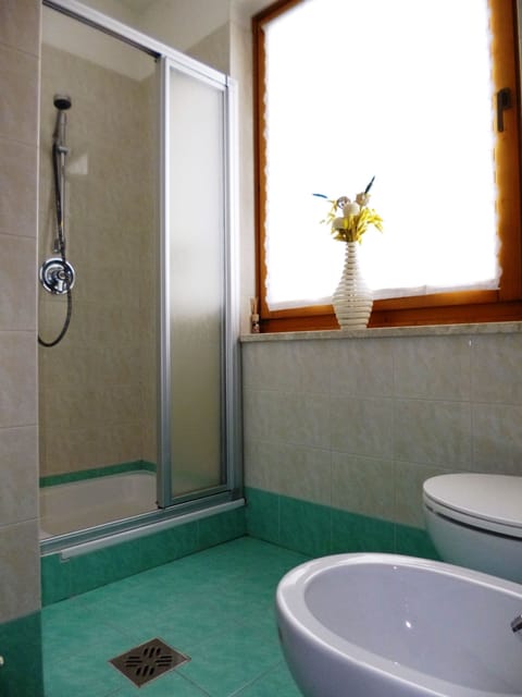 Shower, free toiletries, hair dryer, bidet