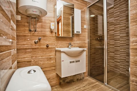 Hair dryer, bathrobes, towels