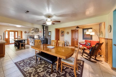 Dinning room with fireplace.
