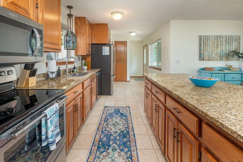 Well stocked kitchen for cooking