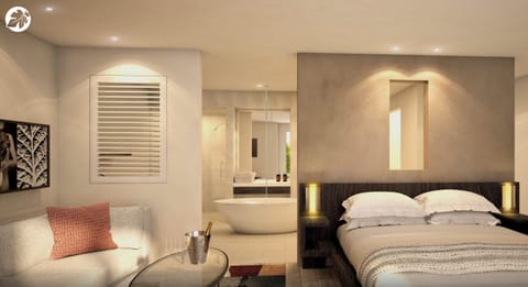 Suite, 1 King Bed, Garden View (Hearing Accessible) | Premium bedding, down comforters, pillowtop beds, minibar