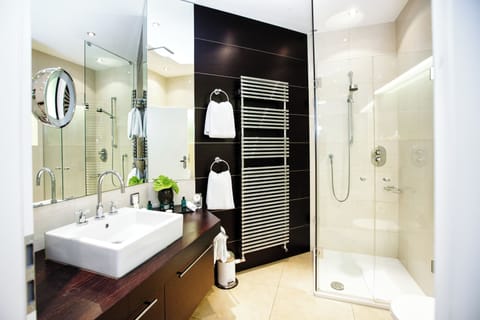 Shower, free toiletries, hair dryer, bathrobes