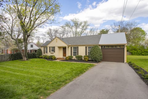Garage door provides security and makes the yard totally fenced!