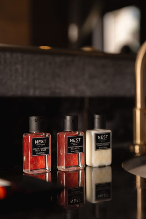 Shower, hair dryer, bathrobes, towels