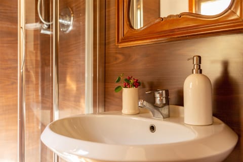 Chalet, 1 Bedroom | Bathroom | Shower, hair dryer, towels, toilet paper