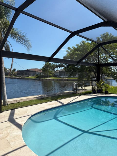 heated,  salt chlorinated pool with huge intersecting waterway views