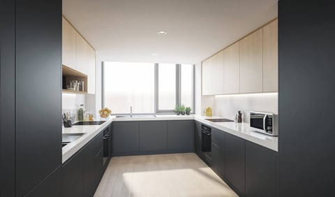 Fridge, microwave, stovetop, toaster