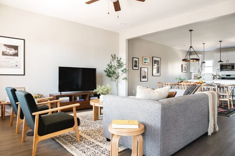 Spacious and chic living room.
