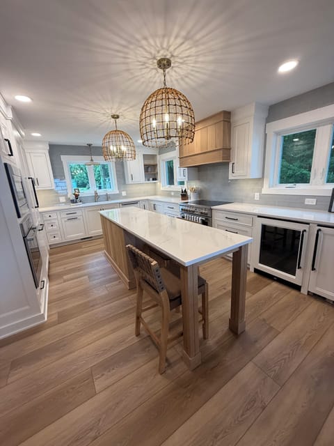 Kitchen with under counter refrigerator and ice machine