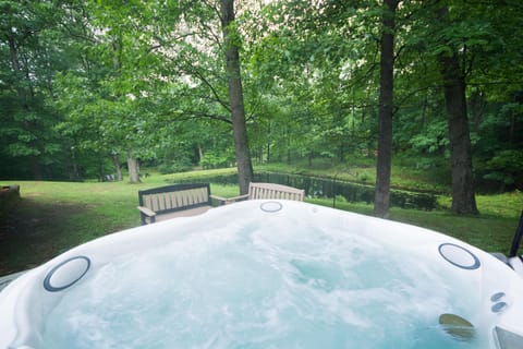 Party sized hot tub for those chilly evenings