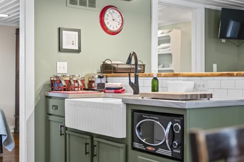 Farmhouse sink and microwave
