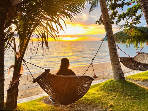 On the beach, sun loungers, beach towels, beach massages