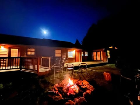 The backyard fire pit is perfect for warm evenings of laughter and love