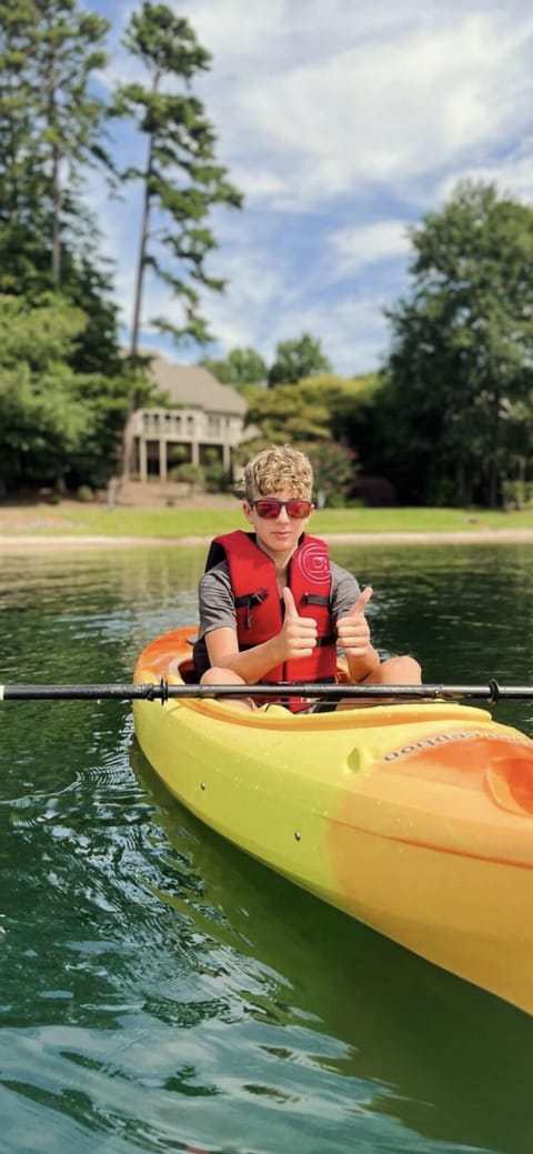Lake kayaking, two thumbs up fun!