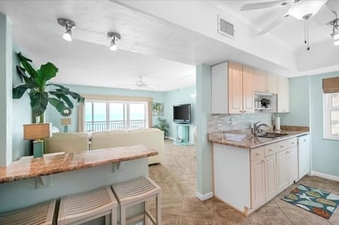 View from kitchen/  breakfast stools