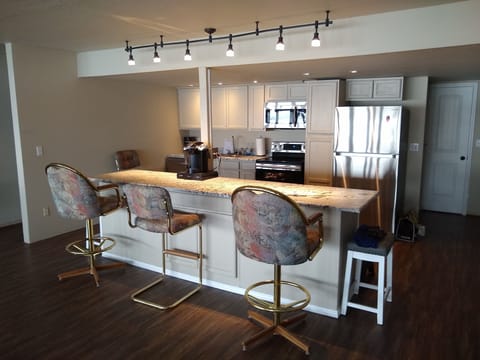 Spacious kitchen with new appliances.  