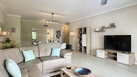 Inviting contemporary living with Smart TV #livingroom # sofa #spacious #luxury