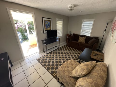 Front entray to living room tv sofa sofa bed