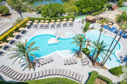 Seasonal outdoor pool, pool umbrellas, sun loungers