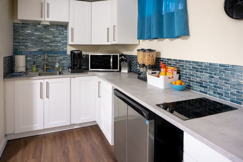 The two-burner cooktop is perfect for cooking simple meals.