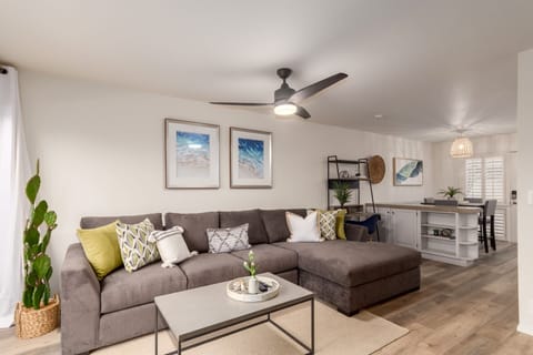 cozy living room w/ smart TV