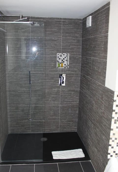 Shower, free toiletries, towels