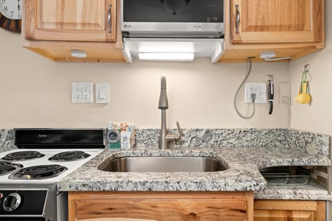 Large Sink with Disposal Underneath, Cabinet Lighting