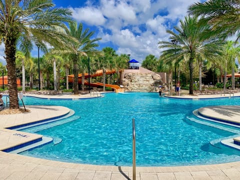 Outdoor pool, sun loungers, lifeguards on site