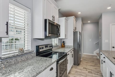 The kitchen is stocked with everything you'll need