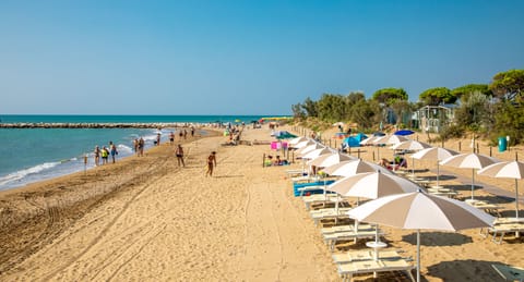 Private beach, sun loungers, beach umbrellas