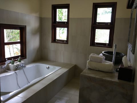 Two Bedroom Villa Ocean View | Bathroom | Rainfall showerhead, free toiletries, hair dryer, towels