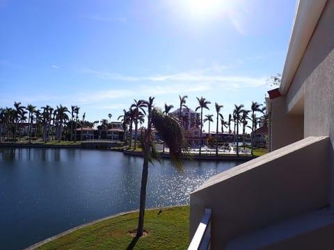 View of pool from back deck.