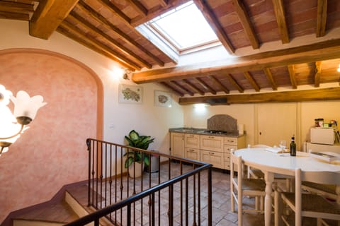 Full-size fridge, microwave, stovetop, coffee/tea maker