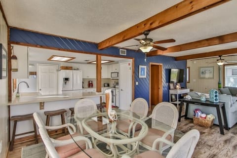 Dining with countertop seating.