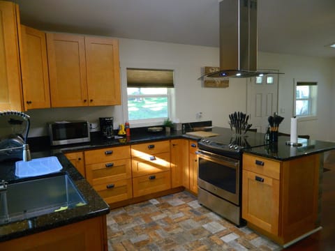 All kitchen amenities; microwave, toaster oven, coffee maker, cups, plates, etc.
