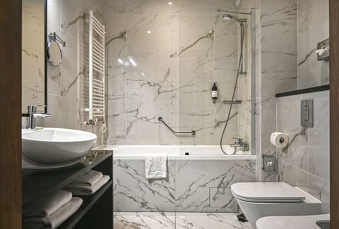 Shower, free toiletries, hair dryer, slippers