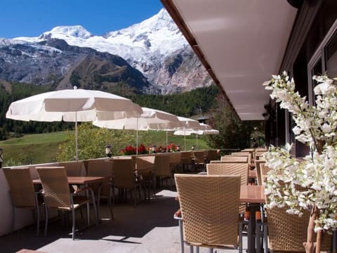 Plant, Furniture, Table, Property, Building, Mountain, Sky, Shade, Chair, Flowerpot