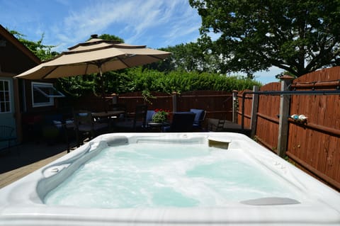 Relax in the private hot tub