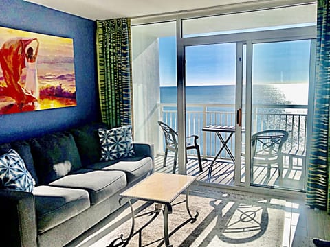 Bright living room with balcony 