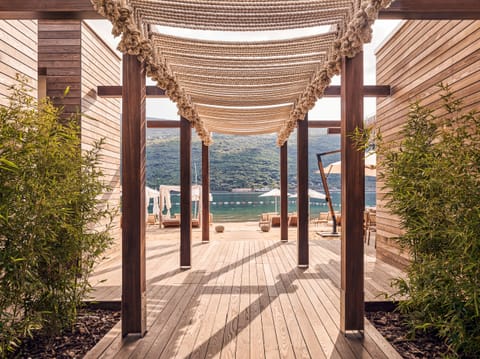 On the beach, beach shuttle, beach cabanas, sun loungers