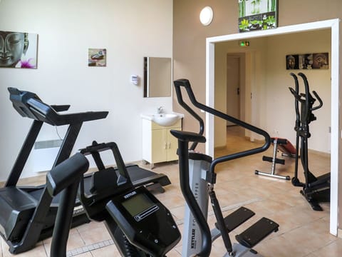 Exercise Machine, Building, Exercise Equipment, Gym, Picture Frame, Interior Design, Stationary Bicycle, Floor, Flooring, Physical Fitness