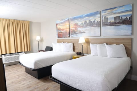 Double Room, 2 Double Beds | Individually decorated, individually furnished, desk, laptop workspace