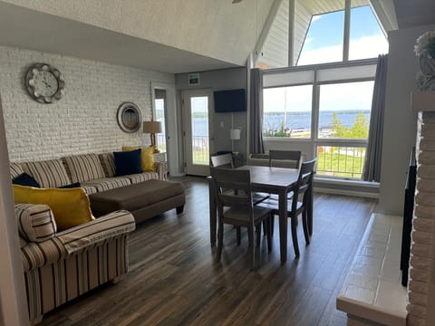 Main living area with view of Crooked Lake