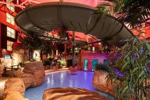Indoor pool, outdoor pool, pool umbrellas, sun loungers