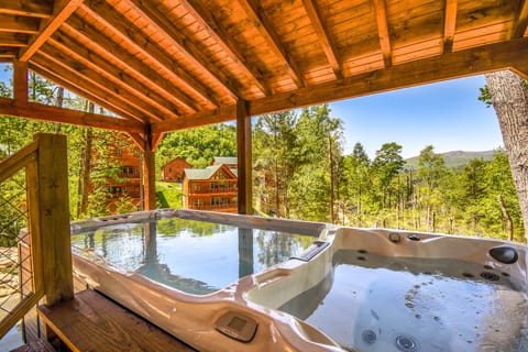 Covered swim spa — rain or shine relaxation