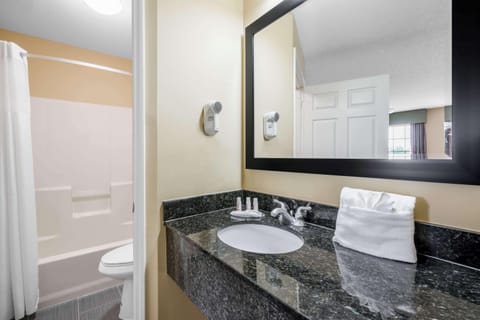 Standard Room, 1 King Bed, Non Smoking | Bathroom | Hair dryer, towels